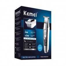 Професійний триммер для стрижки волосся, вусів, бороди, Kemei Km-5027 а також окантовки та візерунків на голові з трьома змінними насадками (5024544)