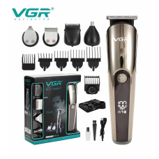 Стайлер VGR V-107 для стрижки волосся голови, бороди, вусів, носа та вух з десятьма змінними насадками (5024744)