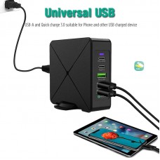 Сетевое Зарядное Устройство Станция Clefers PowerStation PD-75W с БЕСПРОВОДНОЙ зарядкой - Smart Charge c 2*USB-A, 1*USB-A с поддержкой Quick Charge и 2*Type-C (5011075)