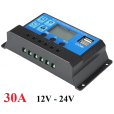 Контролер Заряду Сонячних Панелей 30А 12/24В РК-дисплей USB, ШІМ-контролер PWM - solar charge controller (5002427)